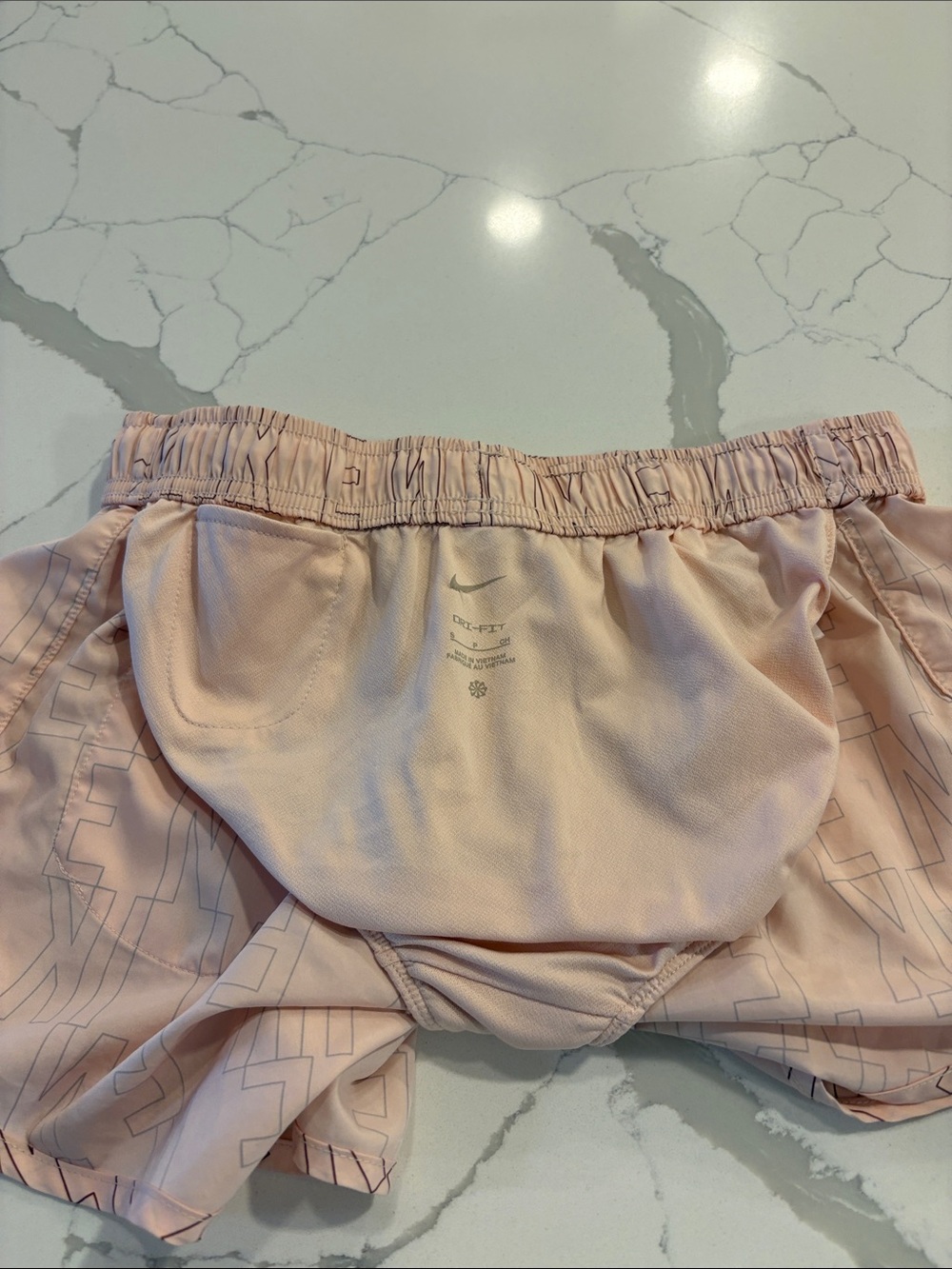 Nike Dri-Fit Running Shorts ~ Small ~ Pink with Burgundy Wordmark Throughout - Picture 12 of 16